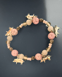 Pig Charm Bracelet (Pink and White)