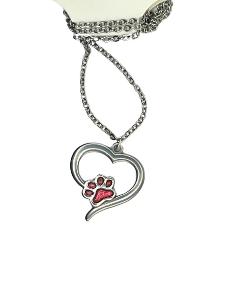 Dog Paw w/ Heart Necklaces