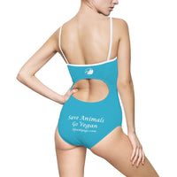Women's One-piece Swimsuit It's Not Okay To Eat Animals - Seablue