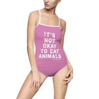 Women's One-piece Swimsuit It's Not Okay To Eat Animals - Pink